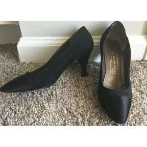 Bruno Magli Black Satin Pumps Narrow - Size 8.5 AA